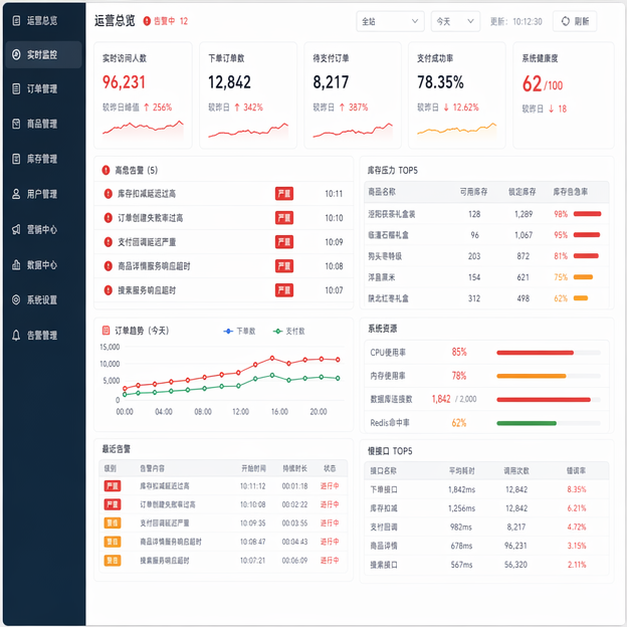 Simulated software screenshot for ecommerce-high-concurrency: before