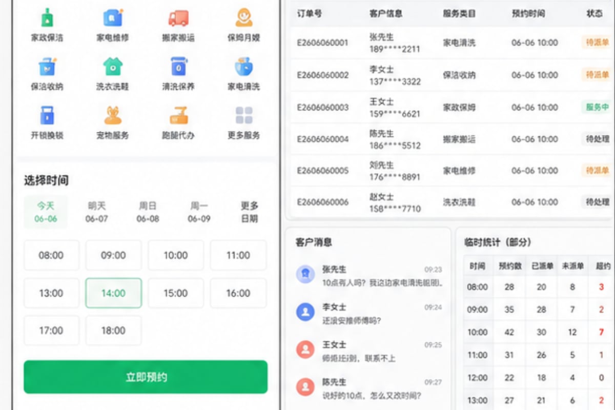 案例示意：旧预约小程序和后台排班断点
