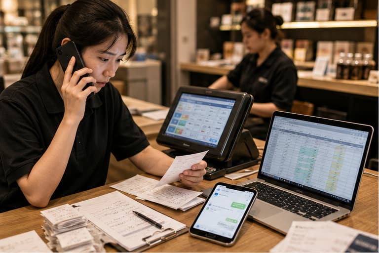 案例示意：门店会员消费记录分散在收银、表格和微信沟通里