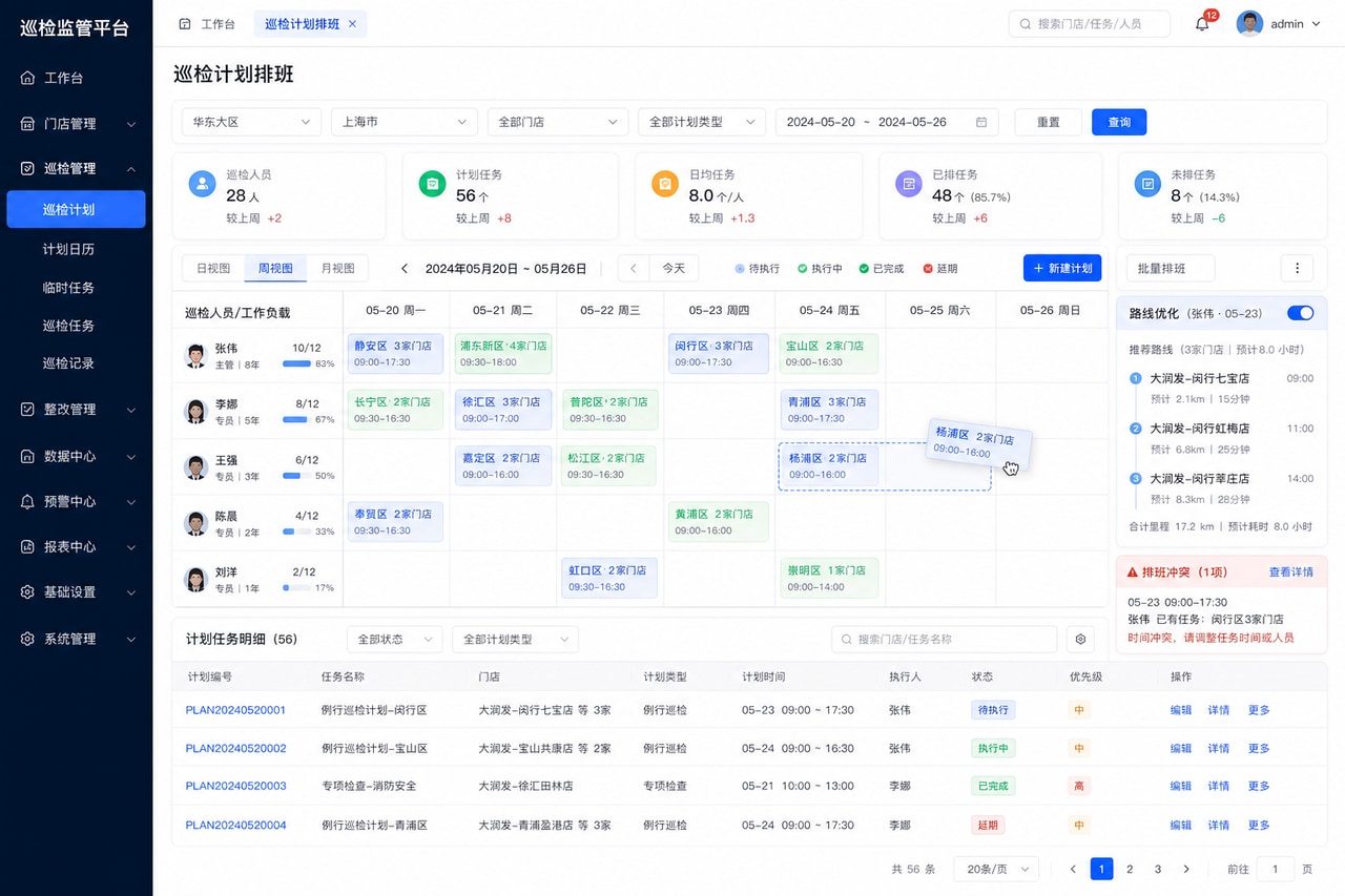 案例示意：巡检计划排班