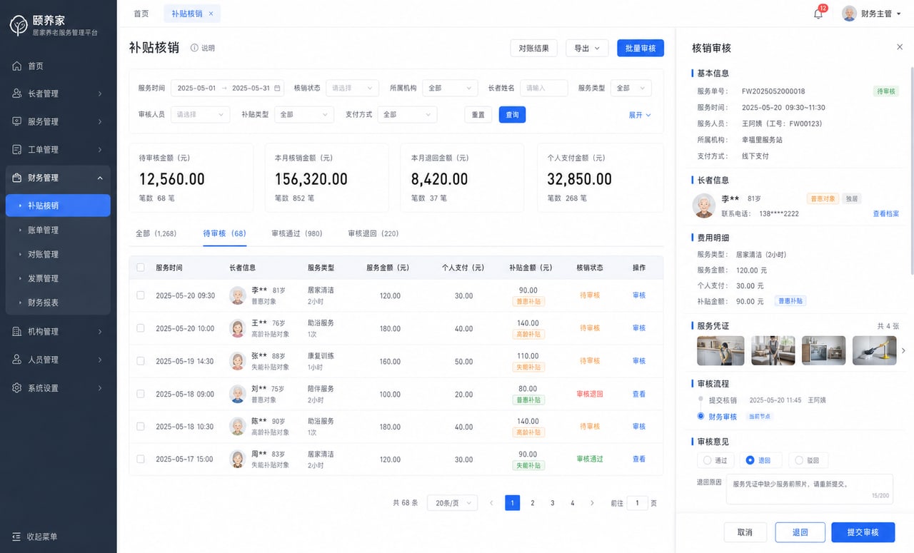 案例示意：补贴核销与财务对账