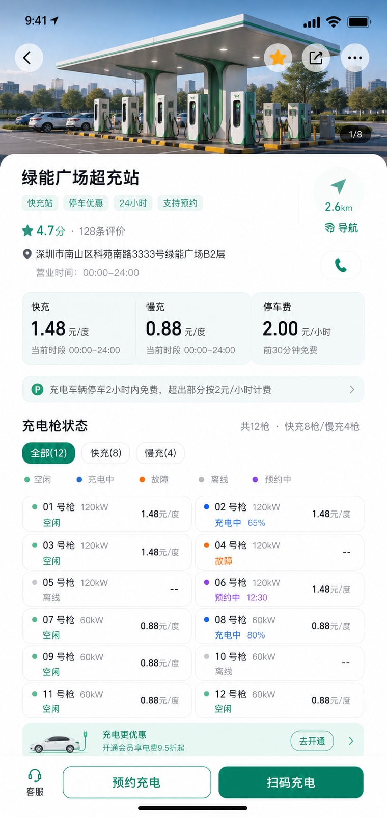 案例示意：站点详情与枪位状态