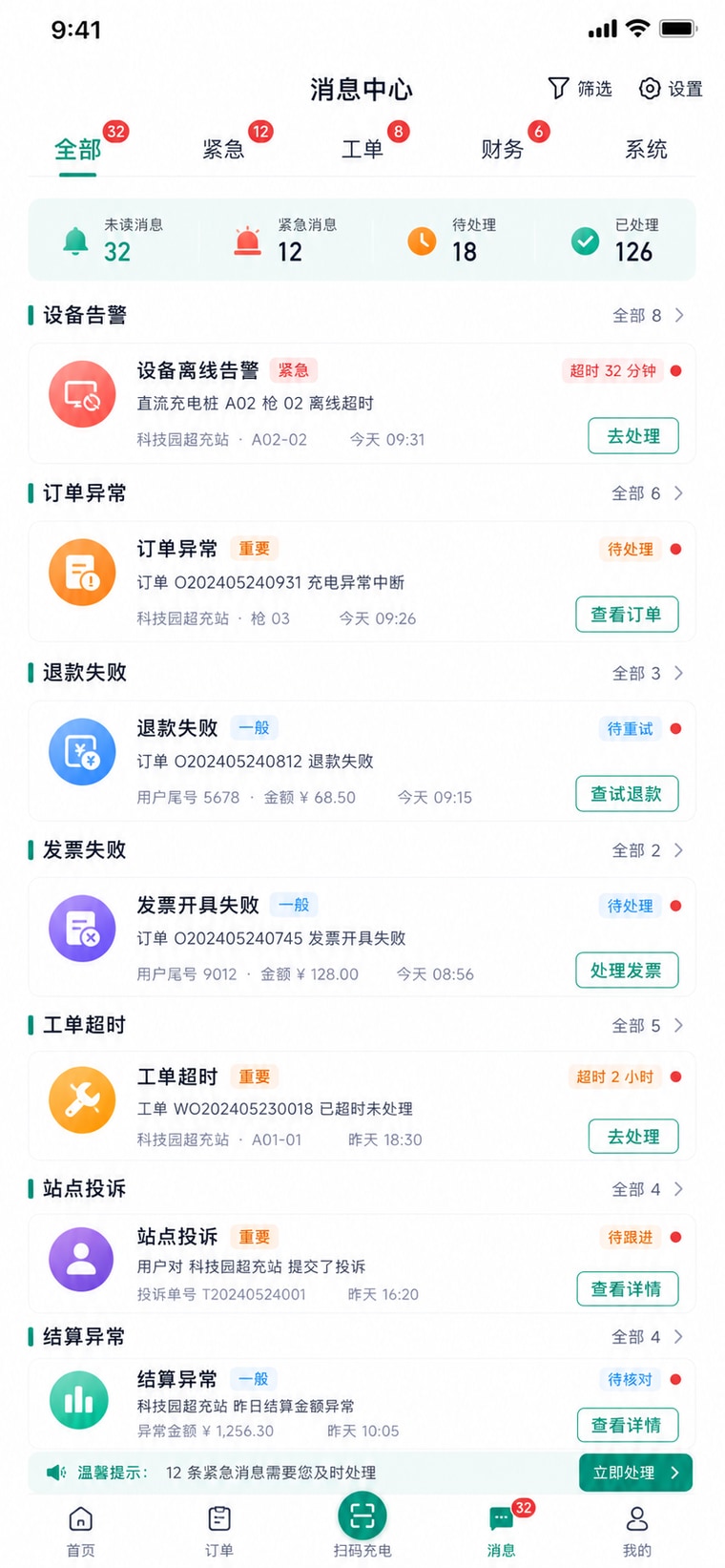 案例示意：消息中心与异常提醒