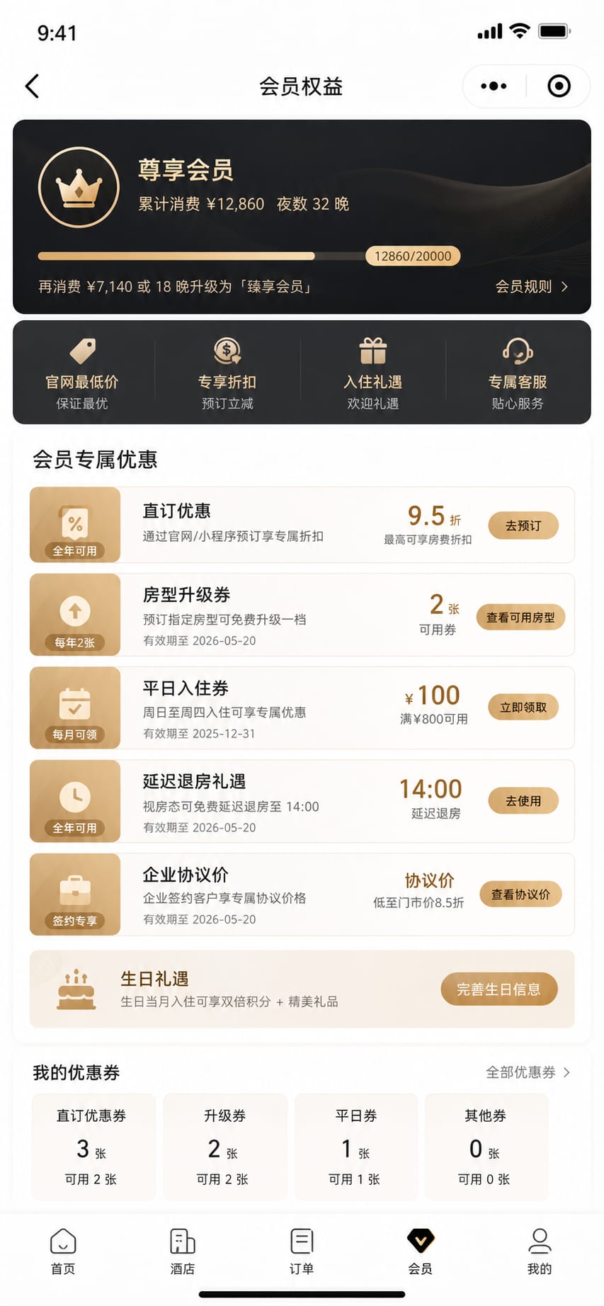 案例示意:会员权益、复购券、连住优惠、企业协议价和老客推荐