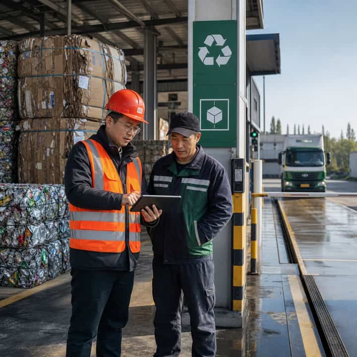 再生资源回收运营平台 + 司机/场站 App：企业预约、路线调度、进场称重、品类质检、批次库存、结算开票和循环贡献看板案例